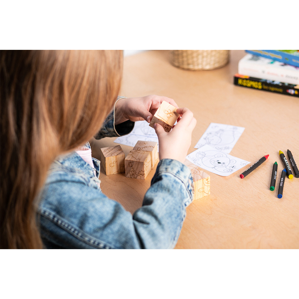 R08834.13 - Drewniane klocki Animal World, beżowy 